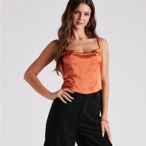 Amaml Bimba Orange Sleeveless Crop Camisole
